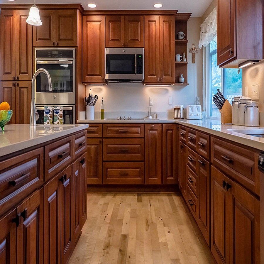 kitchen with cherry cabinets