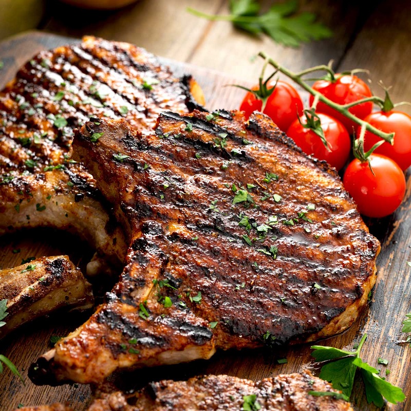 bbq pork chops on grill