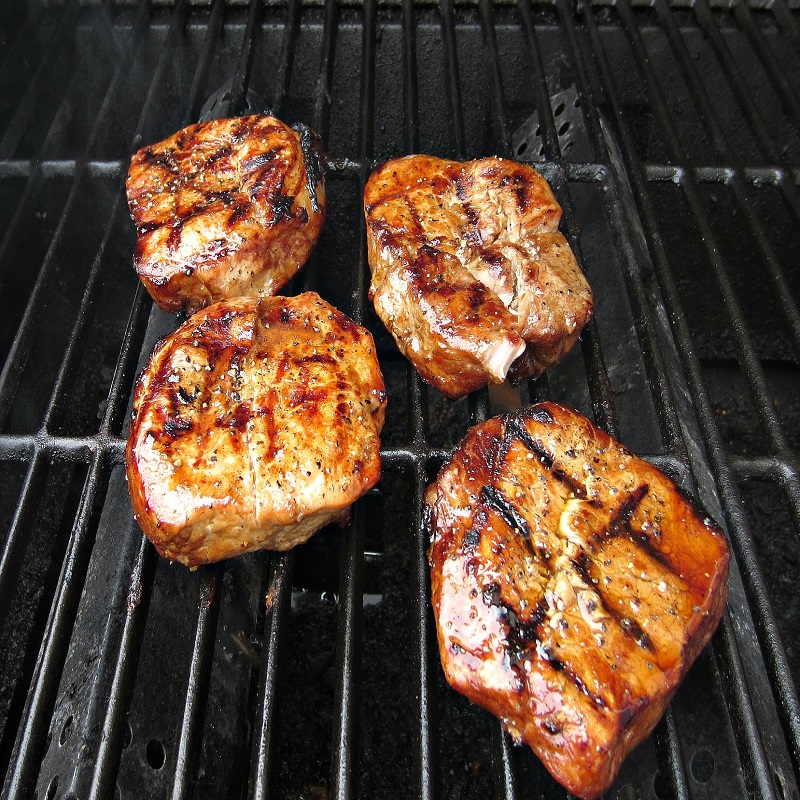 bbq pork chops on grill