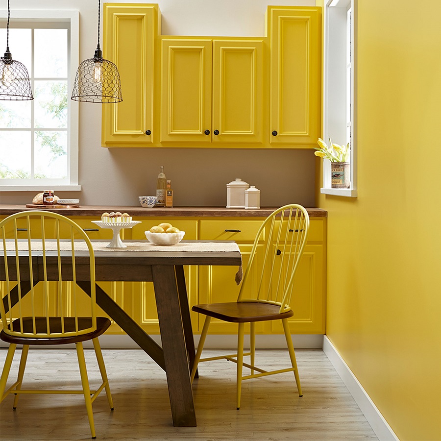 pale yellow kitchen cabinets