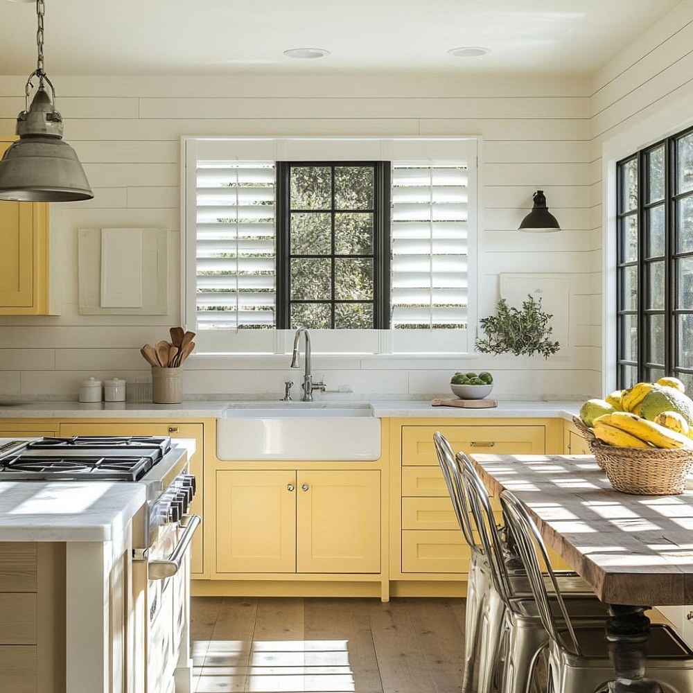 pale yellow kitchen cabinets