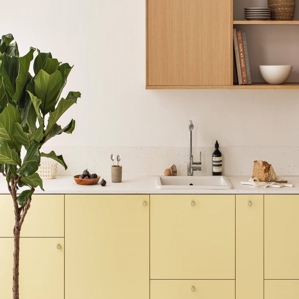 pale yellow kitchen cabinets