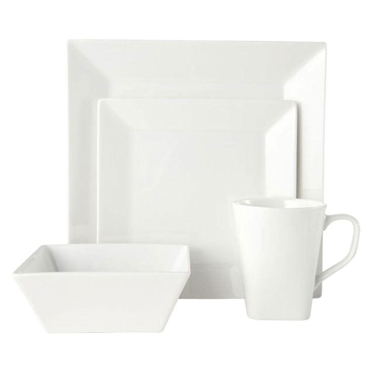 white square tableware